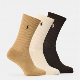 Чорапи Polo Ralph Lauren Polo 3 Pack Crew Socks - Caml/Ivory/Brn чорапи,чорапи,на,разпродажба,всички,чорапи,аксесоари,на,разпродажба,мъжки,чорапи,polo,ralph,lauren,polo,3,pack,crew,socks,caml,ivory,brn
