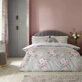 спално,бельо,и,комплекти,catherine,lansfield,floral,reversible,duvet,cover,set,grey
