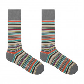 Чорапи Paul Smith Mens Multi Stripe Cotton Crew Socks - Grey Stripe 76 чорапи,paul,smith,men,s,multi,stripe,cotton,crew,socks,grey,stripe,76