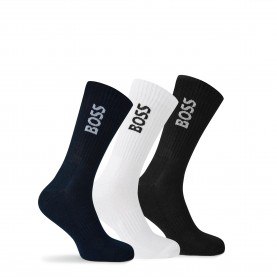Чорапи Boss Mens BOSS Bodywear 3 Pack Socks with Logo Detail (Crew) - Blk/Wht/Nvy 960 чорапи,чорапи,за,училище,мъжки,чорапи,boss,mens,boss,bodywear,3,pack,socks,with,logo,detail,crew,blk,wht,nvy,960