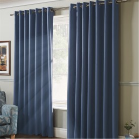 Alan Symonds 100pct. Blackout Ring Top Eyelet Curtains - Blue alan,symonds,100pct.,blackout,ring,top,eyelet,curtains,blue