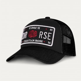 шапка,аксесоари,на,разпродажба,мъжки,шапки,и,ръкавици,christian,rose,iconic,ii,red,rose,plate,trucker,cap,black,white