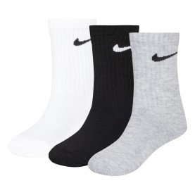 Nike Basic Crew 3Pk Childs - White/Gray детски,чорапи,всички,чорапи,детски,чорапи,nike,basic,crew,3pk,childs,white,gray