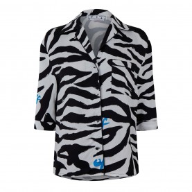 пижама,дамски,пижами,off,white,zebra,pyjama,shirt,white,black
