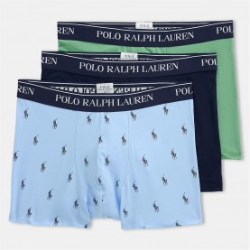 Боксерки Polo Ralph Lauren Men's 3-Pack Cotton Trunks - Nvy/AOP/Grn боксерки,аксесоари,на,разпродажба,мъжко,бельо,polo,ralph,lauren,men's,3,pack,cotton,trunks,nvy,aop,grn