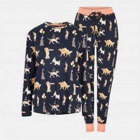 пижама,дамски,пижами,chelsea,peers,classic,pyjama,set,navy,party,dogs