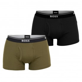 Боксерки Boss 2 Pack Logo Waistband Trunks - Green/Black 340 боксерки,мъжко,лятно,бельо,мъжко,бельо,boss,2,pack,logo,waistband,trunks,green,black,340