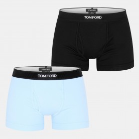 Боксерки Tom Ford Mens Plain Cotton Boxer Briefs, 2-Pack - Black/Aqua боксерки,мъжко,бельо,tom,ford,men,s,plain,cotton,boxer,briefs,2,pack,black,aqua