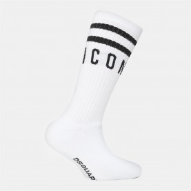 Чорапи DSQUARED2 Kids' DSQ Icon Ankle Socks - Wht/Blk DQC29 чорапи,чорапи,на,разпродажба,всички,чорапи,dsquared2,kids',dsq,icon,ankle,socks,wht,blk,dqc29