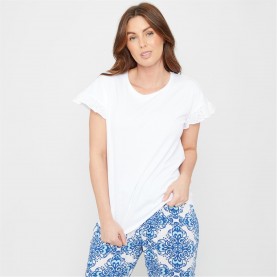 пижама,дамски,пижами,be,you,sleeve,pyjama,top,white