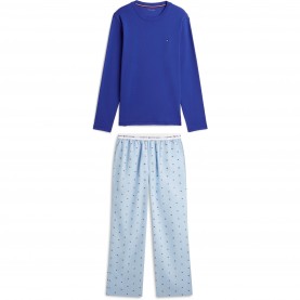 Комплект Tommy Hilfiger THB LS Woven Set Sn64 - Blue/Flag AOP комплект,мъжки,пижами,tommy,hilfiger,thb,ls,woven,set,sn64,blue,flag,aop