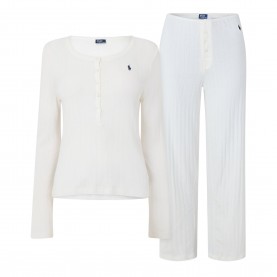 Дамска пижама Polo Ralph Lauren Womens Wide Long Sleep Pyjama Set - Egret дамска,пижама,дамски,пижами,polo,ralph,lauren,women,s,wide,long,sleep,pyjama,set,egret