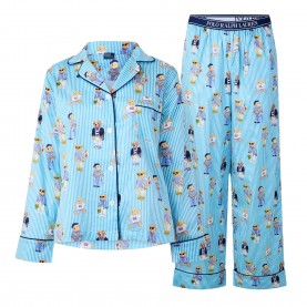 Дамска пижама Polo Ralph Lauren Womens Madison Long Sleeve Pyjama Set - Mist Bear дамска,пижама,дамски,пижами,polo,ralph,lauren,women,s,madison,long,sleeve,pyjama,set,mist,bear