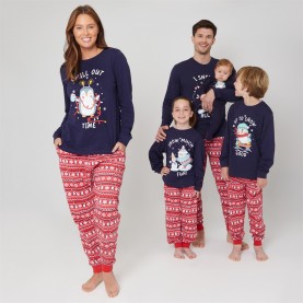 дамска,пижама,дамски,пижами,linea,ladies,family,christmas,penguin,pyjama,set,navy,red