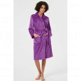 рокля,дамски,пижами,дамски,облекла,размер,linea,plain,fleece,dressing,gown,purple