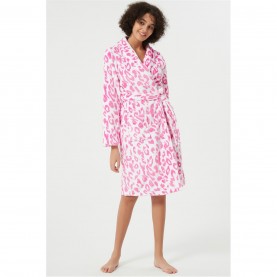 рокля,дамски,пижами,дамски,облекла,размер,linea,leopard,fleece,dressing,gown,white,pink