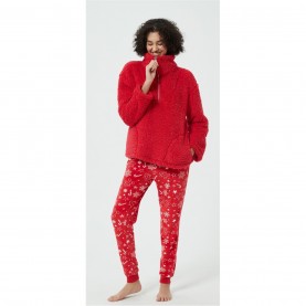 дамски,пижами,дамски,облекла,размер,linea,gingerbread,quarter,zip,lounge,set,red