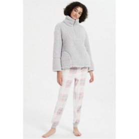 дамски,пижами,дамски,облекла,размер,linea,check,quarter,zip,lounge,set,grey