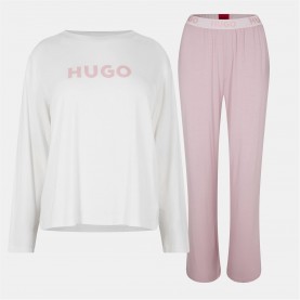 пижама,дамски,пижами,hugo,long,sleeve,top,and,trouser,bottom,pyjama,set,light,pink