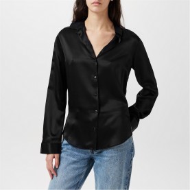 фланелка,с,дълъг,ръкав,дамски,пижами,calvin,klein,long,sleeves,top,black