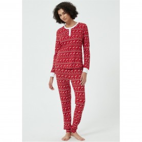 пижама,дамски,пижами,дамски,облекла,размер,linea,waffle,fairisle,pyjama,set,red