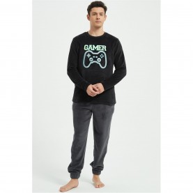 мъжки,пижами,howick,gaming,fleece,twosie,black,grey