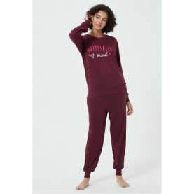 дамски,пижами,дамски,облекла,размер,linea,slogan,snit,lounge,set,burgundy