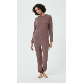 дамски,пижами,дамски,облекла,размер,linea,soft,touch,waffle,lounge,set,mocha
