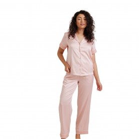 дамски,пижами,chelsea,peers,satin,lace,long,sleeve,pink