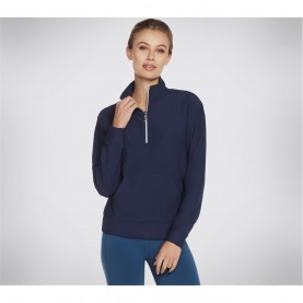 дамски,туристически,полари,дамски,полари,skechers,goluxe,rib,1,4,zip,fleece,womens,navy