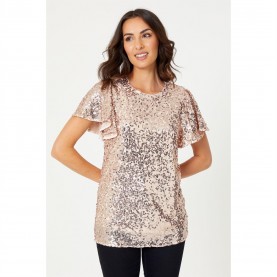 дамски,ризи,дамски,облекла,размер,be,you,sequin,angel,sleeve,top,gold