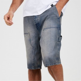 Къси панталони Brave Soul Mens Loose Fit Denim Carpenter Shorts - Mid Blue къси,панталони,мъжки,къси,панталони,мъжки,панталони,brave,soul,mens,loose,fit,denim,carpenter,shorts,mid,blue