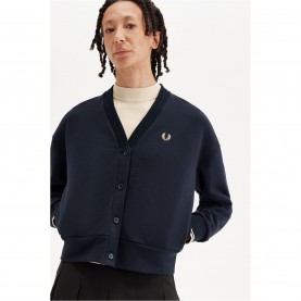 Жилетка Fred Perry Women's Tipped Sweatshirt Cardigan - NAVY жилетка,дамски,плетени,дрехи,fred,perry,women's,tipped,sweatshirt,cardigan,navy
