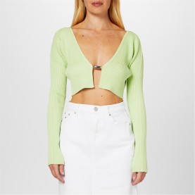 Жилетка EMPORIO ARMANI Cropped Cardigan - Sunny Lime жилетка,дамски,плетени,дрехи,emporio,armani,cropped,cardigan,sunny,lime