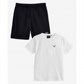 тениска,детски,3/4,панталони,barbour,boys',essentials,t,shirt,&amp;,shorts,set,white,navy,mi55