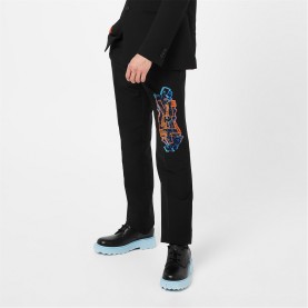 панталони,мъжки,панталони,тип,чино,off,white,graffiti,slim,fit,trousers,black,fluo