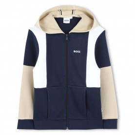 Суичър Boss Kids' Colour Block Zip Hoodie - Navy 849 суичър,boss,kids',colour,block,zip,hoodie,navy,849