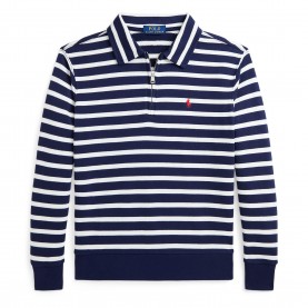 Юношеска блуза с яка Polo Ralph Lauren Stripe 1/4 Zip Polo Top Juniors - Newport Navy юношеска,блуза,с,яка,polo,ralph,lauren,stripe,1,4,zip,polo,top,juniors,newport,navy