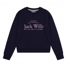 детска,блуза,детски,облекла,jack,wills,kids,girls,script,crew,neck,sweatshirt,navy