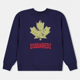блуза,детски,3/4,панталони,dsquared2,kids',dsq,maple,cotton,mix,crew,neck,sweatshirt,blue,dq864