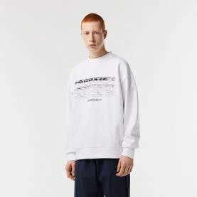 Мъжка блуза Lacoste Racing Crew Sweater Mens - White мъжка,блуза,мъжки,ежедневни,облекла,мъжки,горнища,с,качулка,lacoste,racing,crew,sweater,mens,white