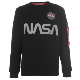 Блуза Alpha Industries NASA Reflective Crew Sweatshirt - Black блуза,мъжки,ежедневни,облекла,мъжки,горнища,с,качулка,alpha,industries,nasa,reflective,crew,sweatshirt,black