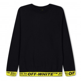 блуза,детски,3/4,панталони,off,white,kids,logo,crew,neck,sweater,black,yellow