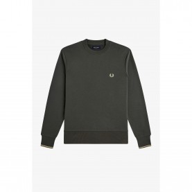 Блуза Fred Perry Mens Crew-Neck Cotton Sweatshirt - Field Grn U98 блуза,мъжки,горнища,с,качулка,мъжки,ежедневни,облекла,fred,perry,men,s,crew,neck,cotton,sweatshirt,field,grn,u98
