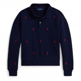 Блуза Polo Ralph Lauren Kids Logo Cotton-Mix Relaxed Fit Crew Sweatshirt - Navy блуза,polo,ralph,lauren,kids,logo,cotton,mix,relaxed,fit,crew,sweatshirt,navy