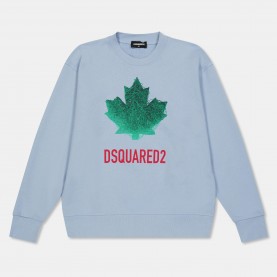 Блуза DSquared2 Kids DSQ Maple Crew Sweatshirt - Blue DQ814 блуза,dsquared2,kids,dsq,maple,crew,sweatshirt,blue,dq814