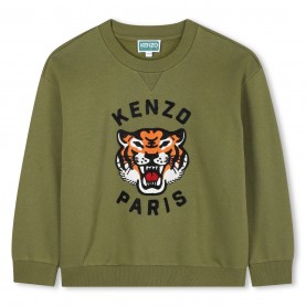 Блуза KENZO Kids' Tiger Crew Sweatshirt - Dark Green блуза,детски,3/4,панталони,kenzo,kids',tiger,crew,sweatshirt,dark,green