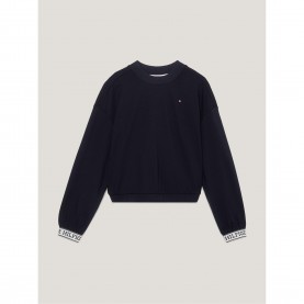 Юношески пуловер Tommy Hilfiger Monotype Tape Crew Neck Jumper Junior - Desert Sky юношески,пуловер,tommy,hilfiger,monotype,tape,crew,neck,jumper,junior,desert,sky
