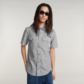 G Star Mens Marine Slim Short-Sleeve Oxford Shirt - Corrct Gry G301 мъжки,ризи,g,star,men,s,marine,slim,short,sleeve,oxford,shirt,corrct,gry,g301