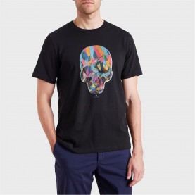 тениска,облекла,на,разпродажба,мъжки,тениски,ps,paul,smith,multicolour,skull,print,t,shirt,black,79